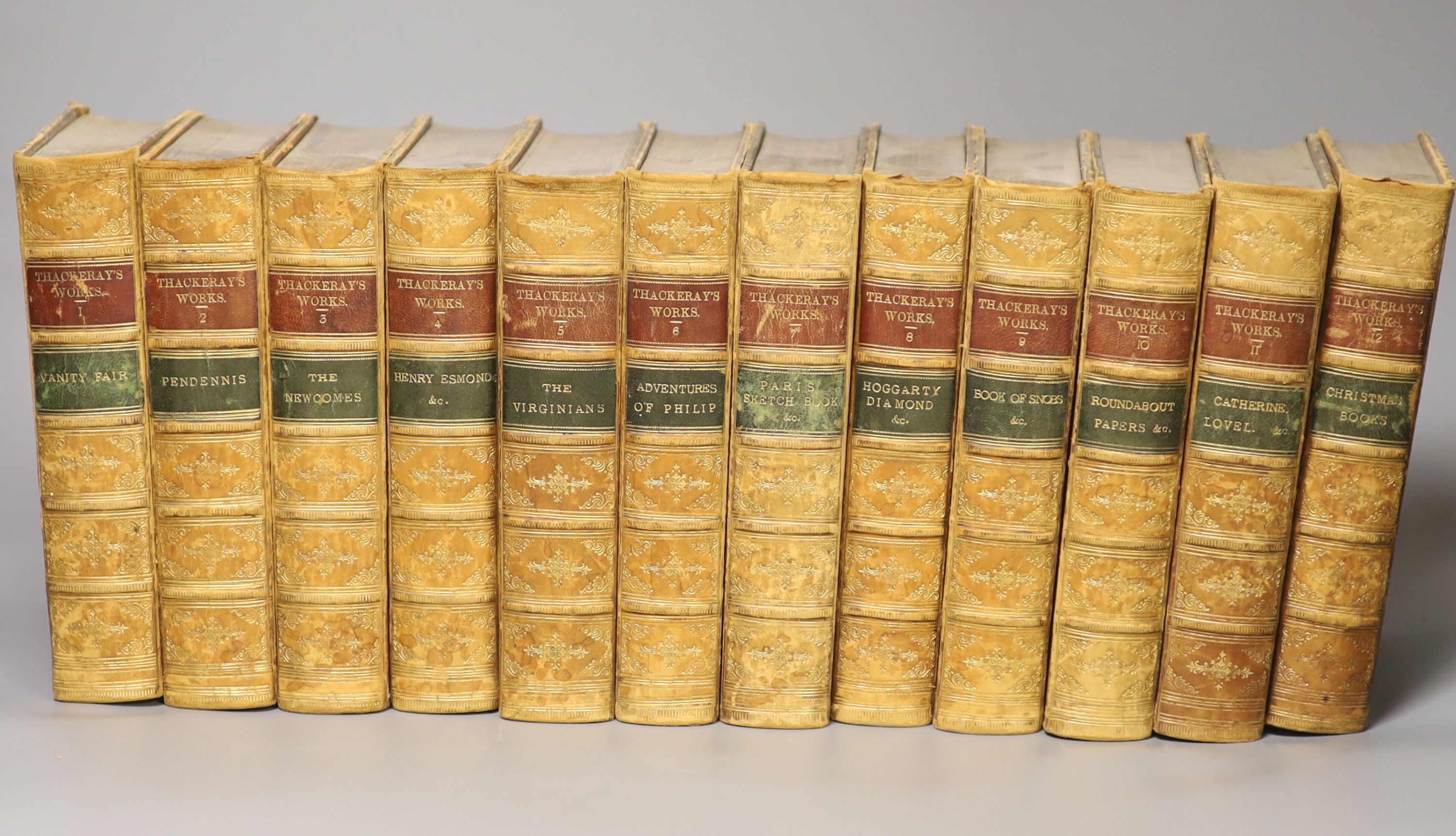 Thackeray, William, Makepeace - The Works, 12 vols, 8vo, calf, Smith, Elder & Co., London, 1871